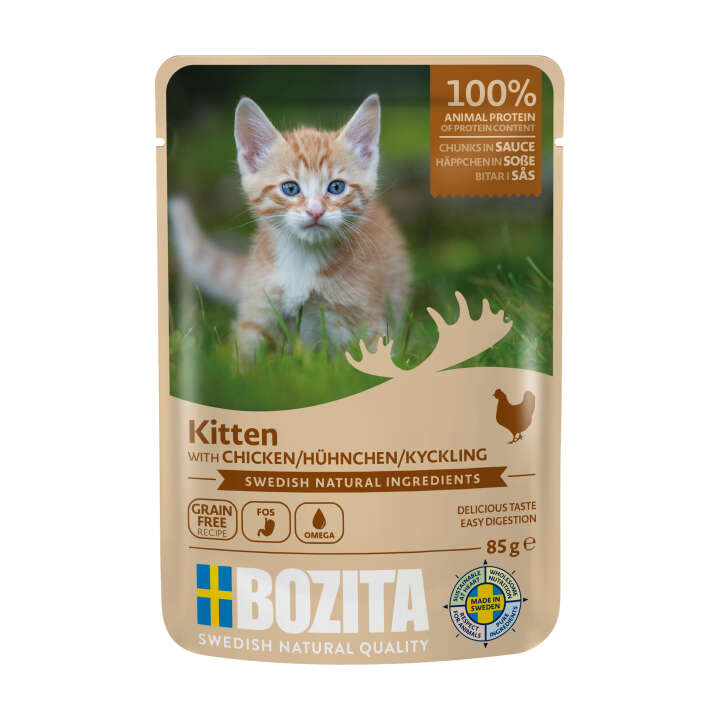 BOZITA Katzen-Nassfutter Kitten Häppchen in Sauce mit Hühnchen